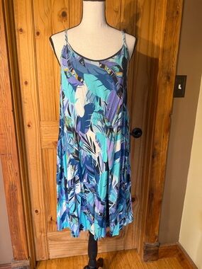 Patagonia Edisto Teal, Blue & Purple Tropical-Print Slip Dress